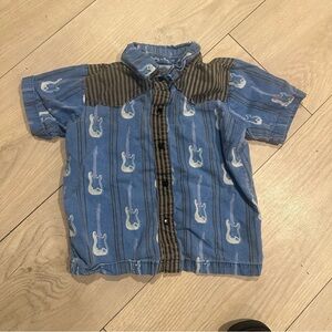Jelly The Pug Blue Guitar Button-Up Shirt